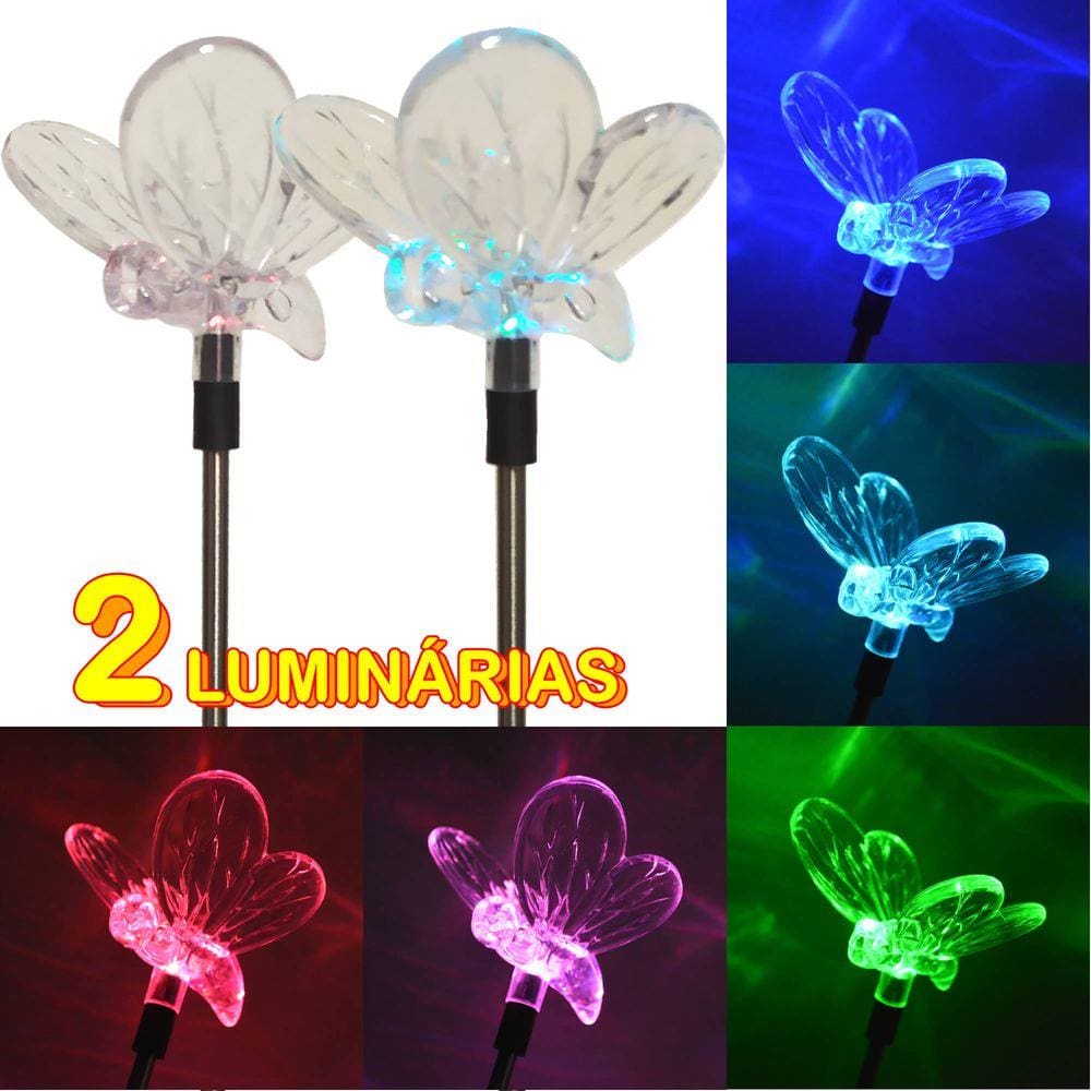 Luminária Solar para Jardim Abelha 2 Peças CBRN12930
