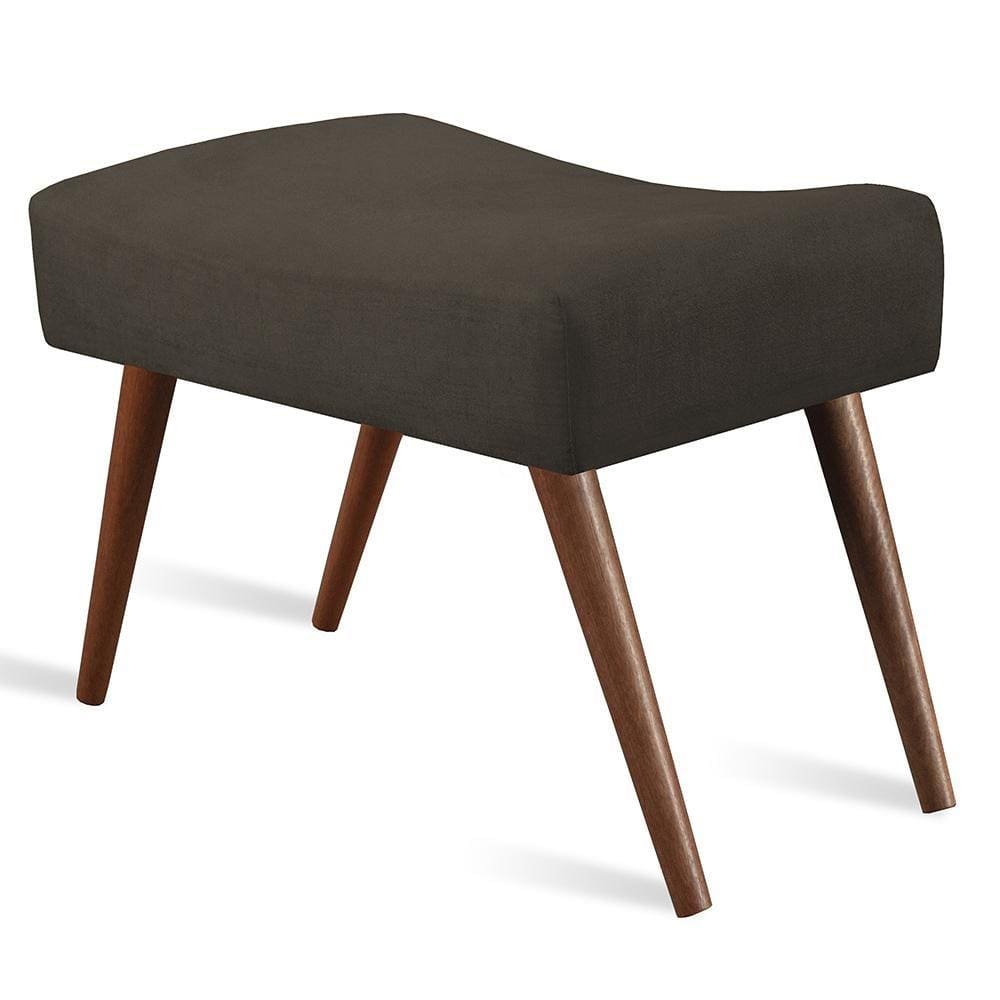 Puff Cama inBox Aluna Retangular com Pés em Madeira Maciça Tecido Suede Café