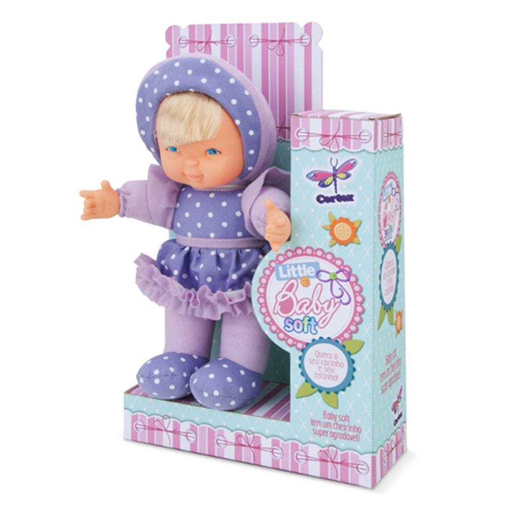 Boneca Little Baby Soft Lilás 25 cm Antialérgica