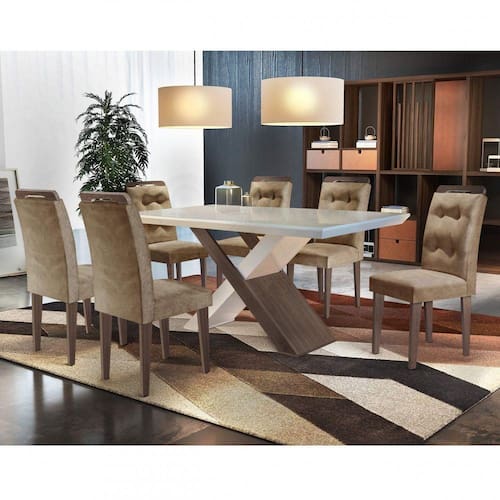 Conjunto Sala de Jantar Mesa 6 Cadeiras Amanda Espresso Móveis Animalle Chocolate Menor preço em Conjunto Sala de Jantar Mesa 6 Cadeiras Amanda Espresso Móveis Animalle Chocolate