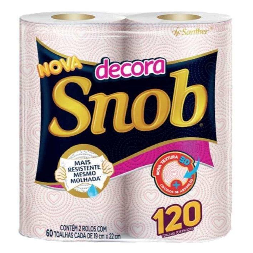 Papel Toalha Snob Decorado 12Pct C/2 Rolos 60Fl