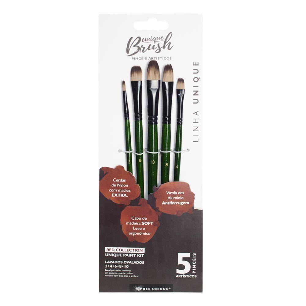 Kit de Pincéis Lavados Ovalados Bee Unique Paint 5 peças - YJ-190007