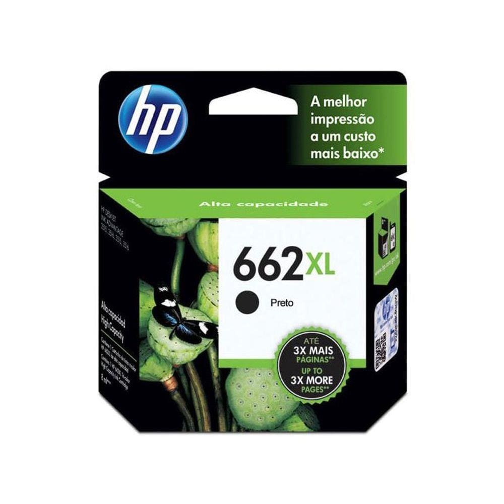 Cartucho de Tinta HP 662XL Preto CZ105AB