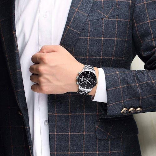 Relogio Masculino Nibosi Funcional Luxo Prata | Extra