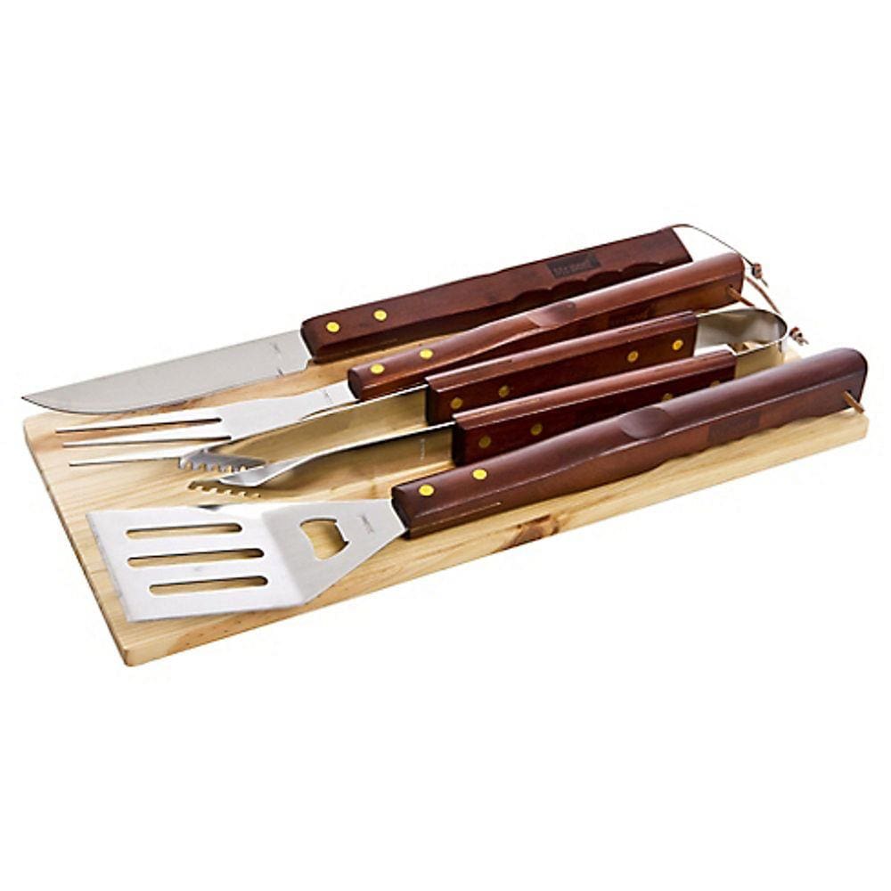 Kit 4 Peças para Churrasco com Tábua Marrom Mr Beef
