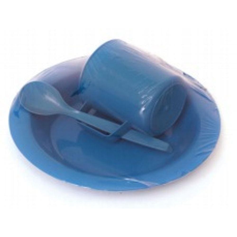 Kit Merenda Refeição Escolar Prato Colher Caneca Plástica 300 ML - 50 Peças