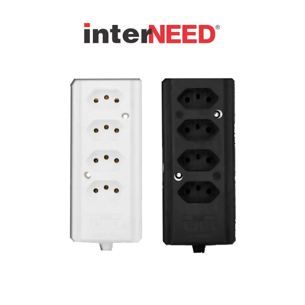 Tomada Barra Quadrupla 2 polos + T BIAMPER Preta Interneed