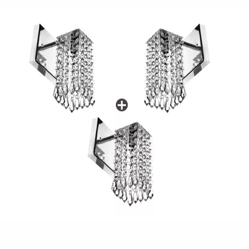 Kit 3 Arandelas De Cristal Acrilico Clearcrillic Quadrada!