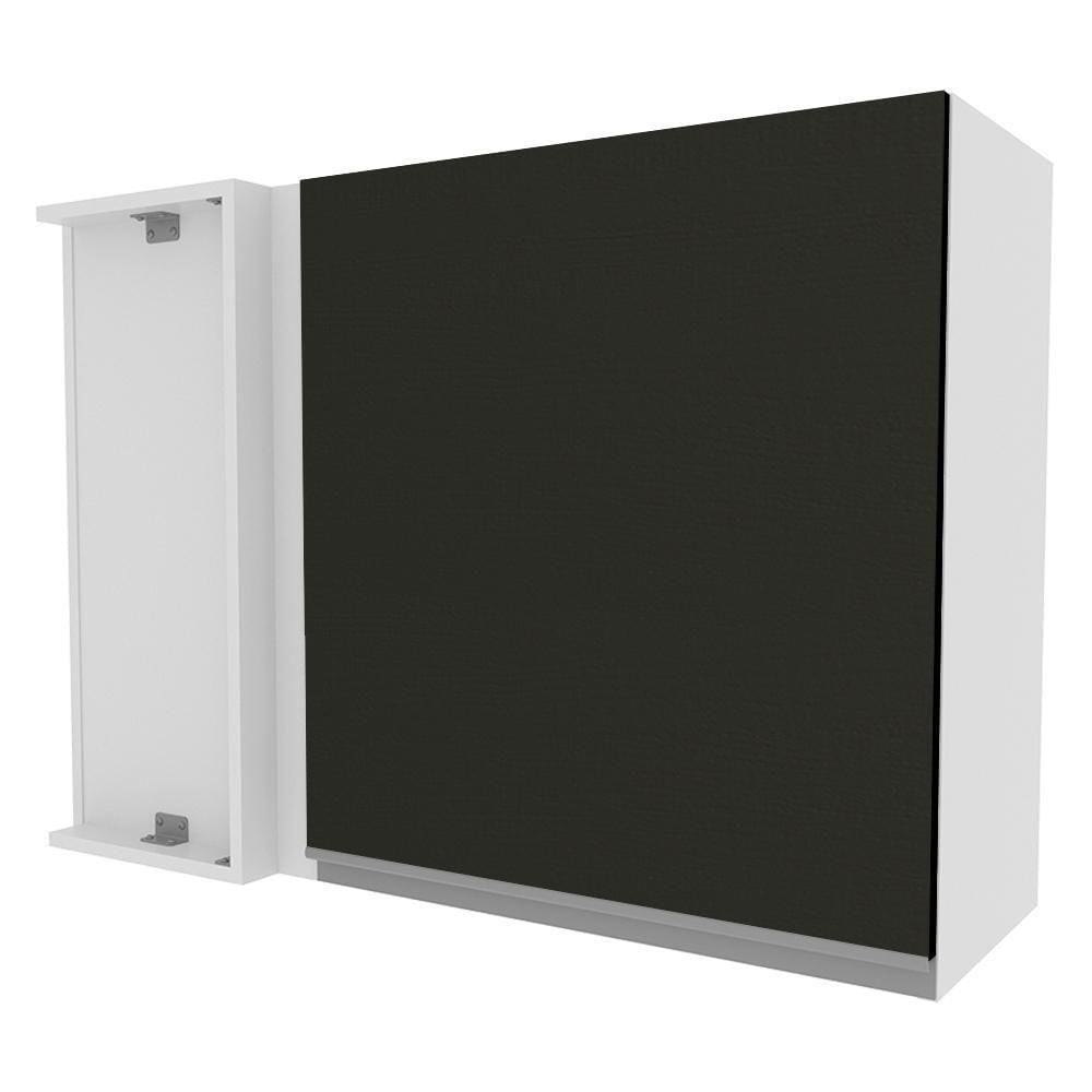 Armário Aéreo de Canto Glamy 1 Porta Branco/Preto Madesa