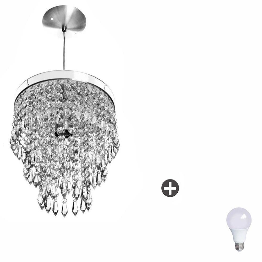 Lustre Pendente De Cristal Acrílico Manucrillic com Lâmpada 6000K