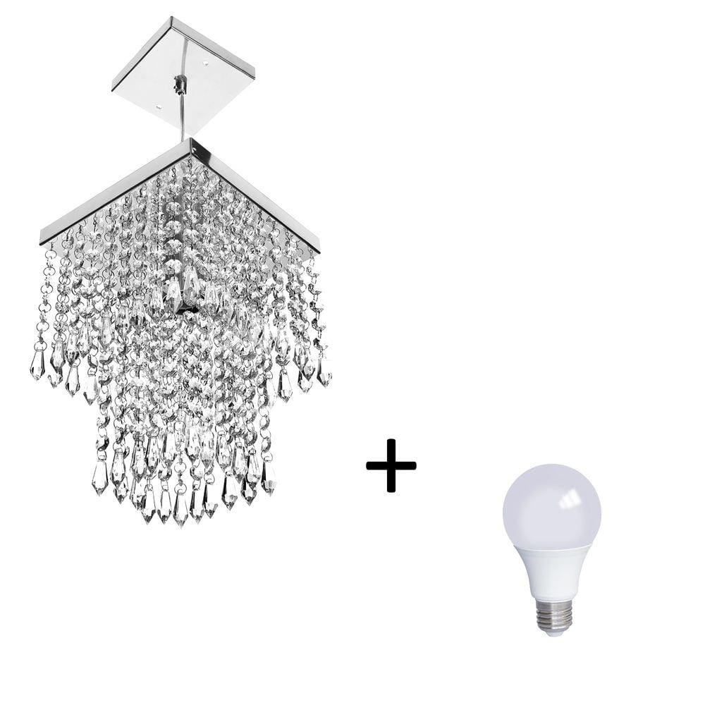 Lustre Pendente De Cristal Acrilico Marrycrilic com Lâmpada 6000K