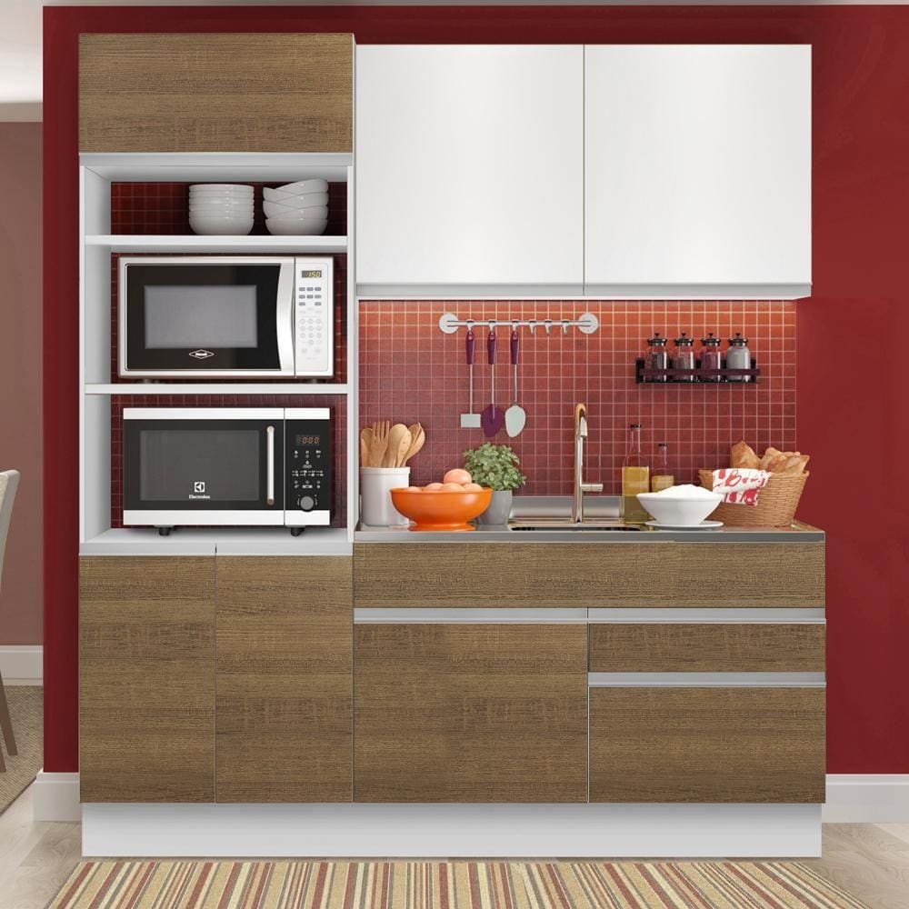 Cozinha Compacta Madesa Lívia 6 Portas 2 Gavetas (Sem Tampo e Pia)
