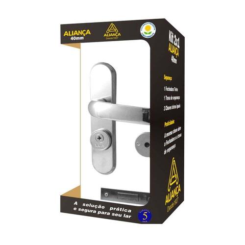 Fechadura externa de aço zamac Home Kit 2x1 cromada Aliança Aliança Menor preço em Fechadura externa de aço zamac Home Kit 2x1 cromada Aliança Aliança