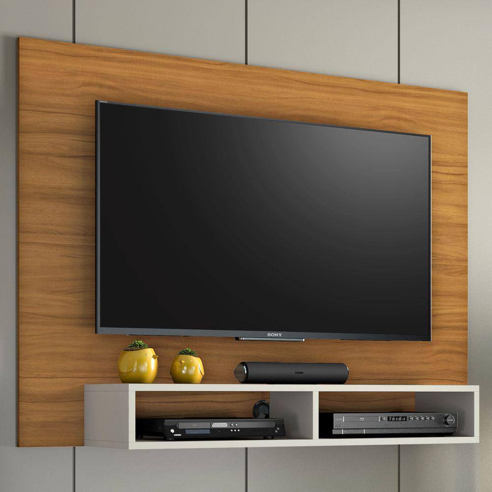 Painel para Tv Até 49 Polegadas com Nicho Eros Off White/Freijó Trend Notável Móveis