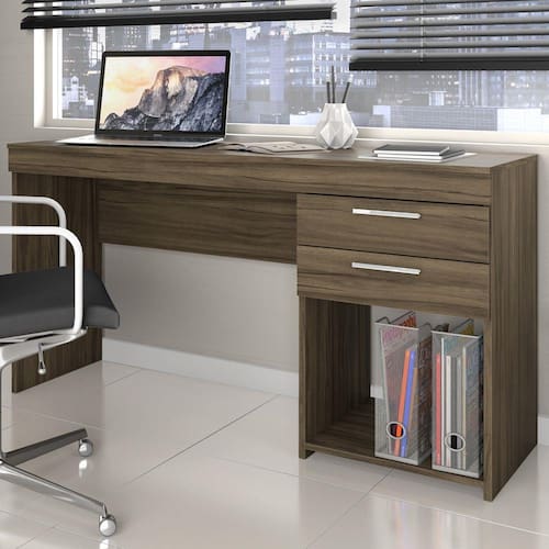 imagem-Mesa Para Escritório Office 2 Gavetas Nogal Trend - Notavel - Marrom