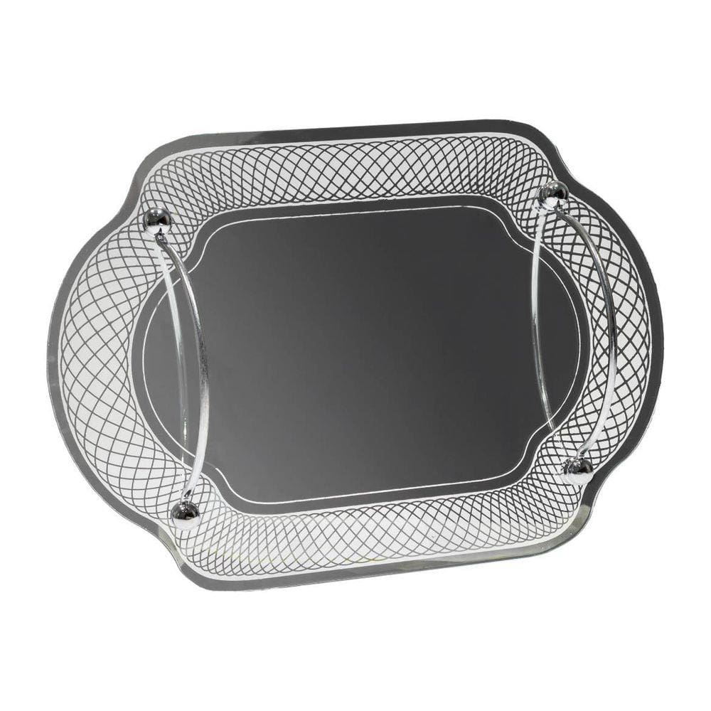 Bandeja De Vidro Espelhada Com Alça 25x35 Decorativa St1642