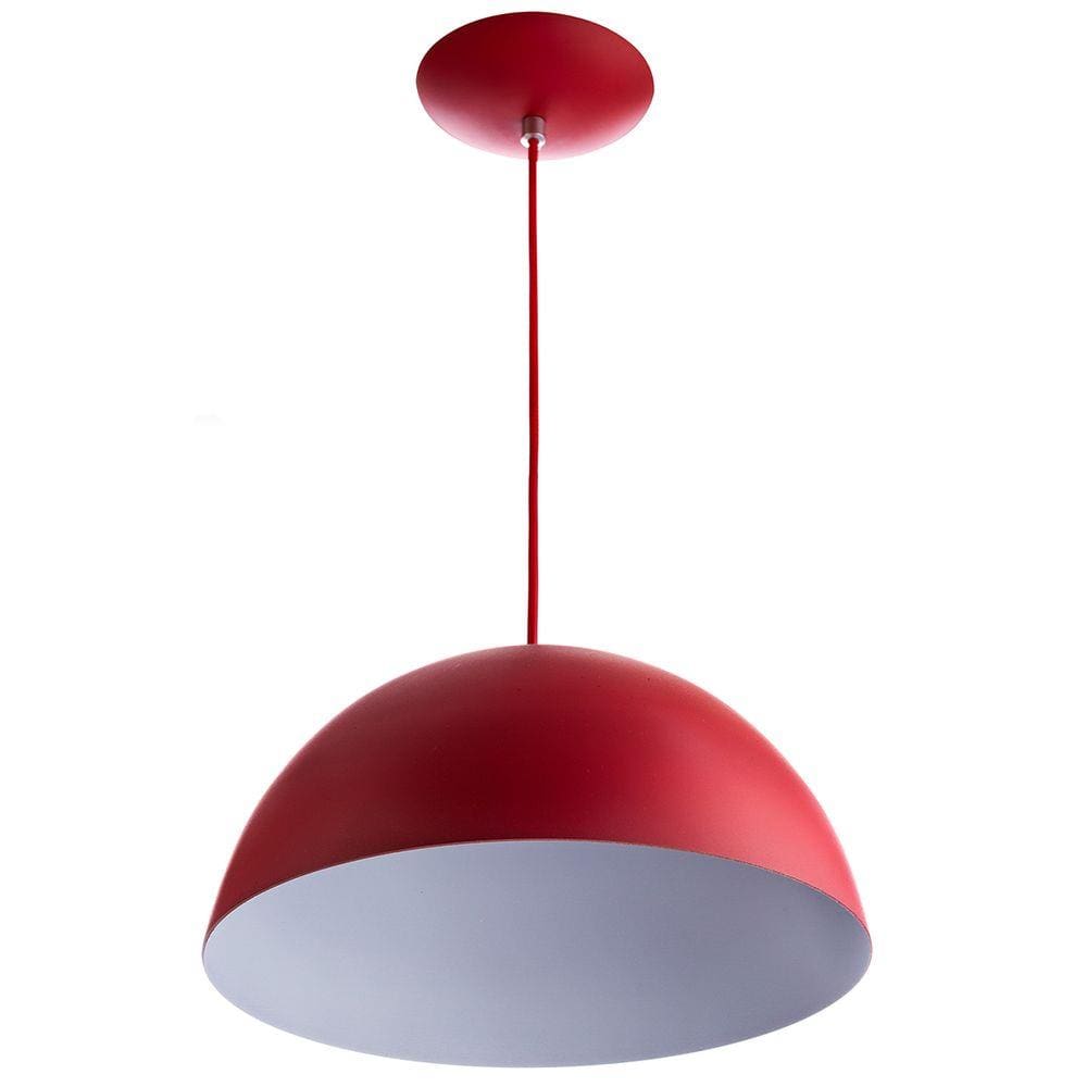 Lustre Pendente Meia Lua 40cm De Alumínio Vermelho