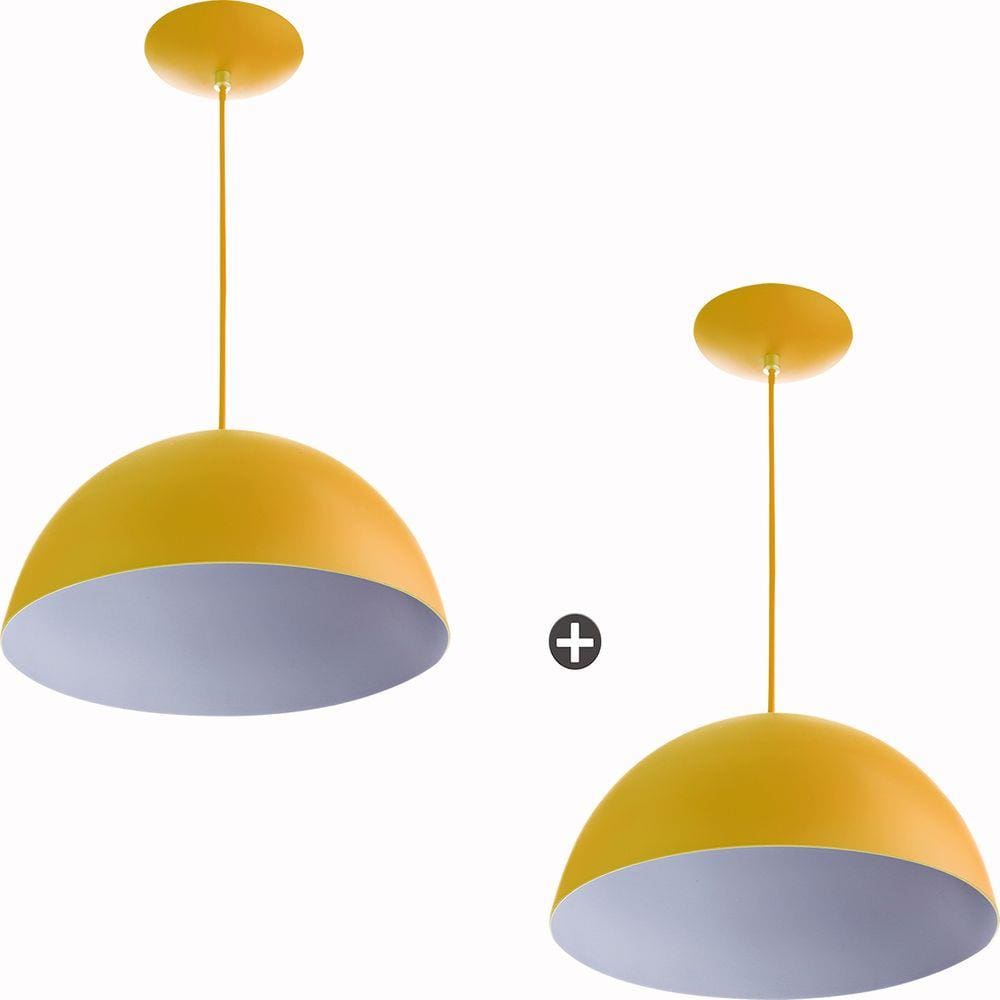 Kit 2 Lustres Pendente Meia Lua 30cm Alumínio