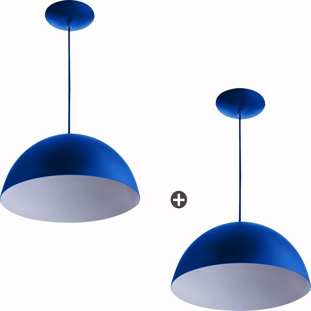 Kit 2 Lustres Pendente Meia Lua 30cm Alumínio