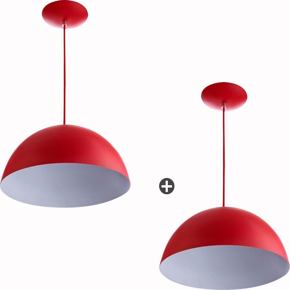 Kit 2 Lustres Pendente Meia Lua 30cm Alumínio