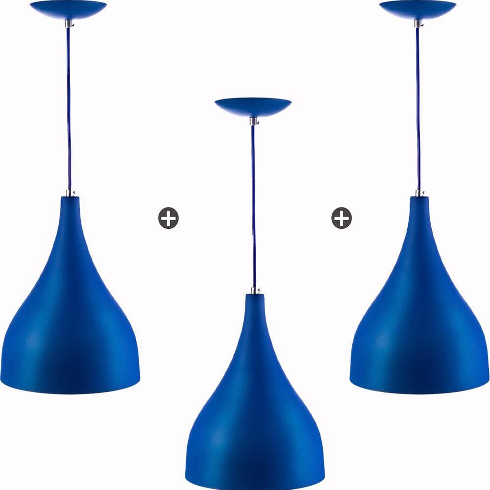 Kit 3 Lustres Pd Gota Pequena Alumínio 21cm Soquete E27