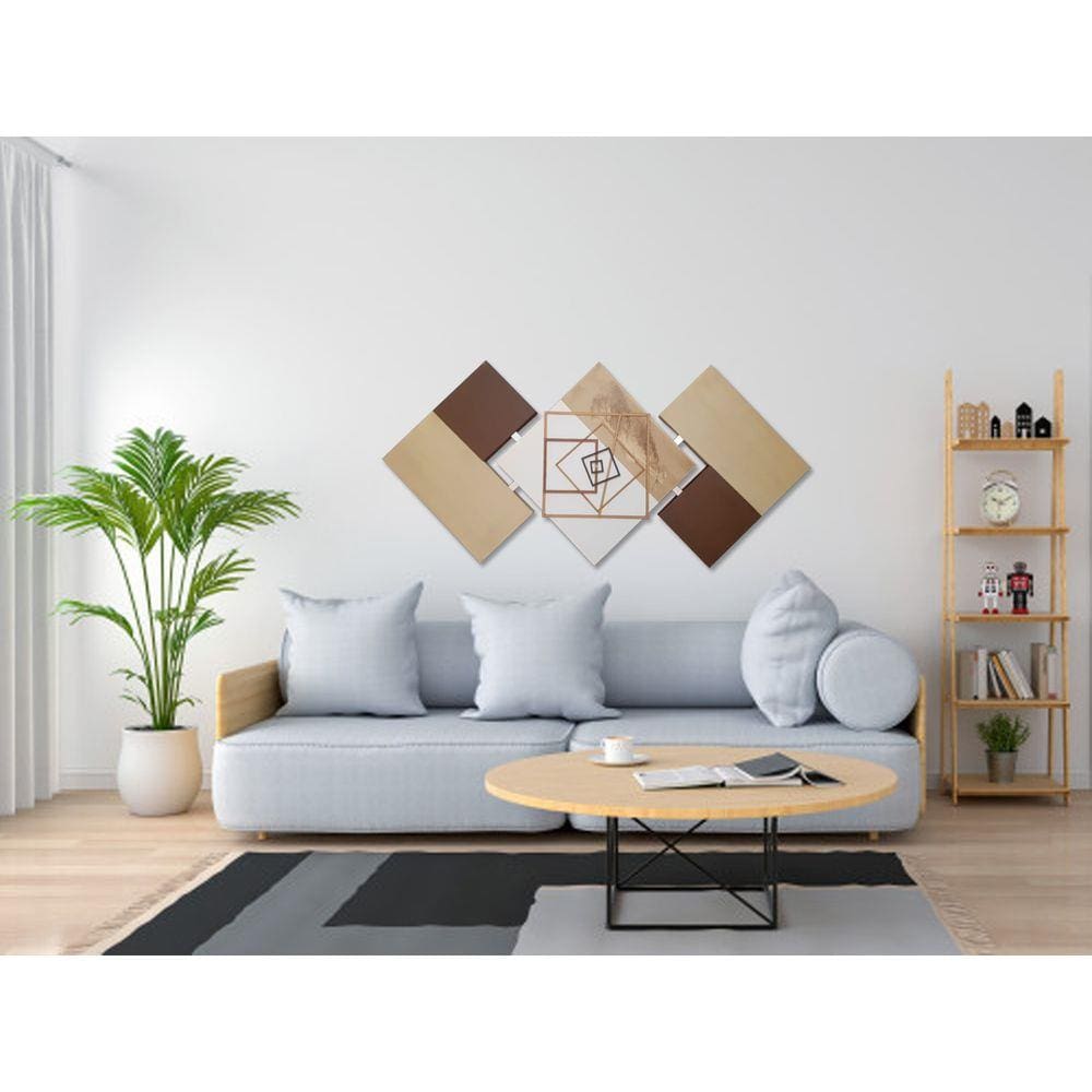 Quadros Decorativos Para Sala Grande Marrom e Bege 60x120 Pintura Artesanal