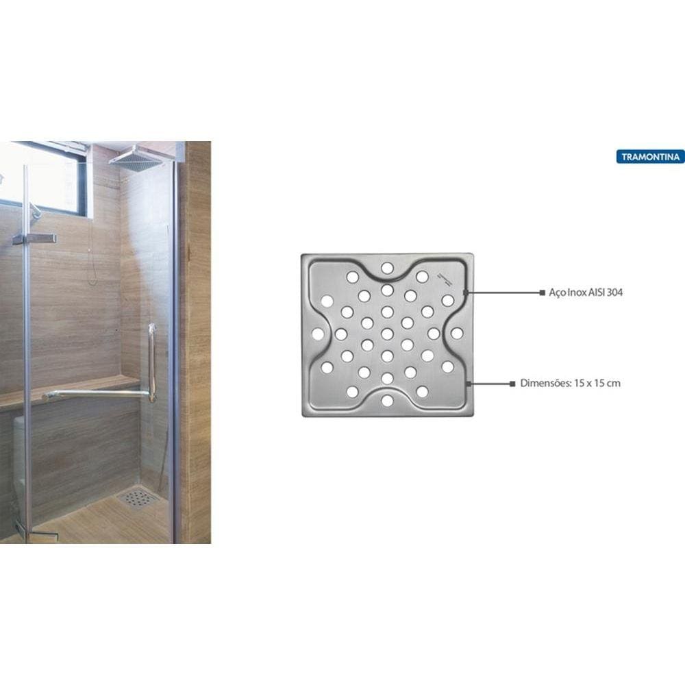 Ralo Quadrado Aco Inox304 150X150Mm Tramontina
