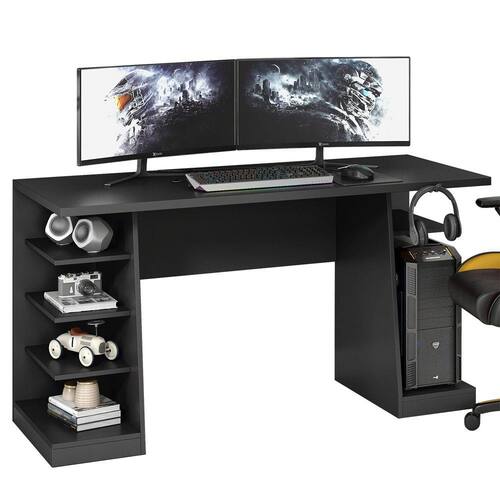 Mesa para Computador Gamer Tech para 2 Monitores 3 Prateleiras Preto -  Panorama Móveis