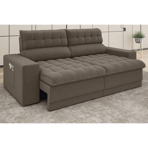 Sofá Omega 2,30m Assento Retrátil e Reclinável Velosuede - NETSOFAS Menor preço em Sofá Omega 2,30m Assento Retrátil e Reclinável Velosuede - NETSOFAS