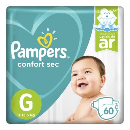 Fralda Pampers Confort Sec Pack Tamanho G 60 unidades Menor preço em Fralda Pampers Confort Sec Pack Tamanho G 60 unidades