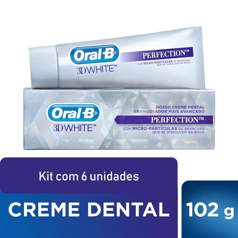 Kit Creme Dental Oral-B 3D White Perfection 102g com 6 unid.