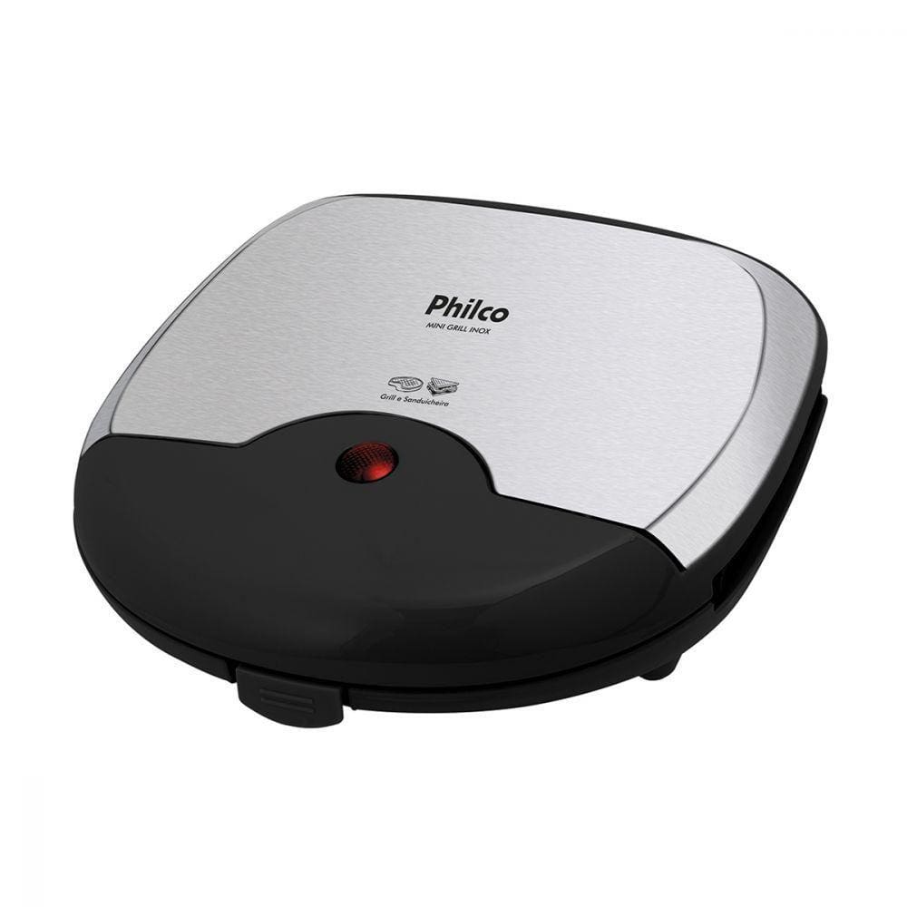 Mini Grill e Sanduicheira Inox Preto 750W Philco 127V