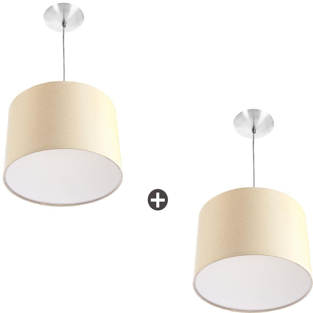 Kit 2 Lustres Cupula Pendente Dome 30x20cm Bege