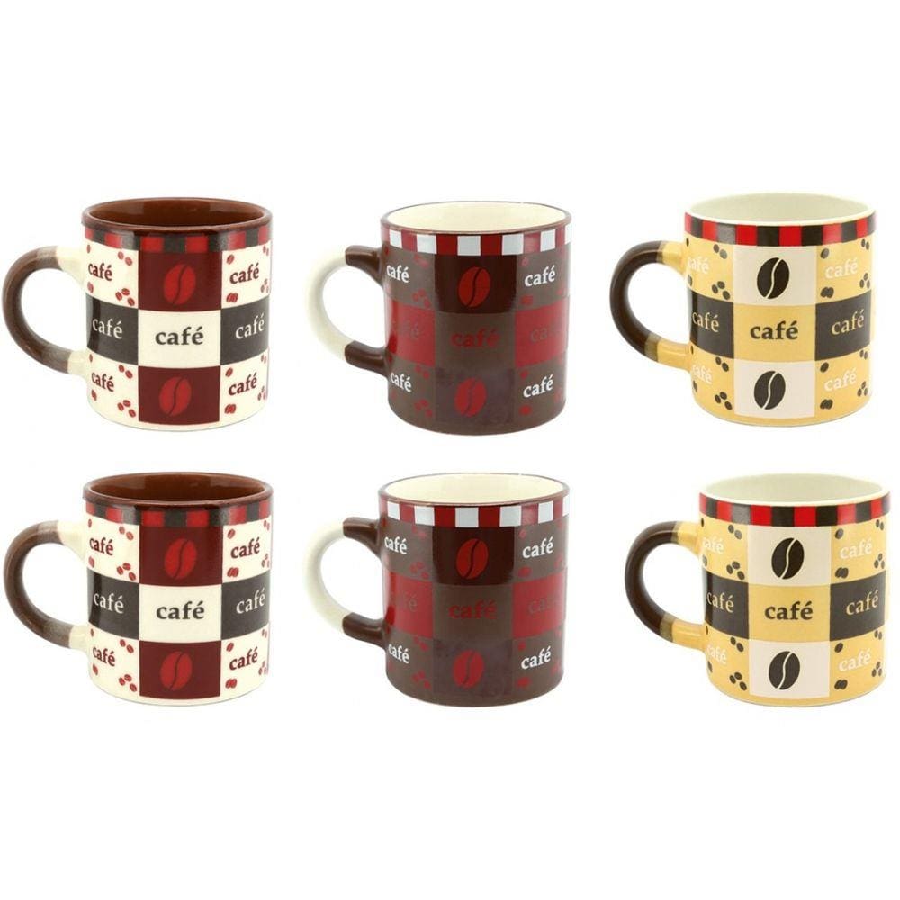 Jogo Mini Caneca Cerâmica Pilão 110ml 6 Unidades - Yazi