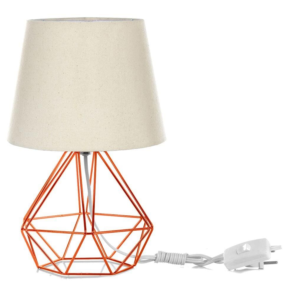 Abajur Diamante Dome Bege Com Aramado Cobre