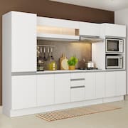 Cozinha Completa 100% MDF Madesa Smart 300 cm Modulada Com Armário, Balcão e Tampo