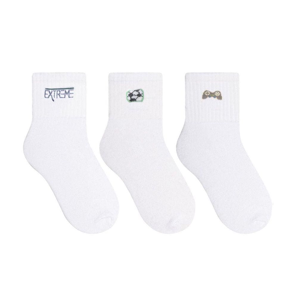 KIT com 3 pares de meias esportiva juvenil Selene