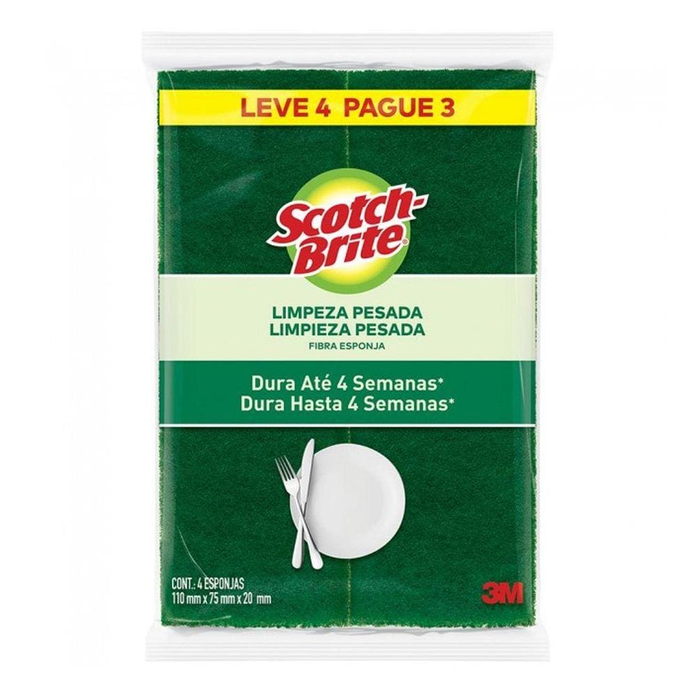 Esponja Scotch Brite Limpeza Pesada Leve 4 Pague 3 | 3M