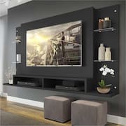 Painel com Suporte TV 60” e Prateleiras Vidro Nairóbi Multimóveis