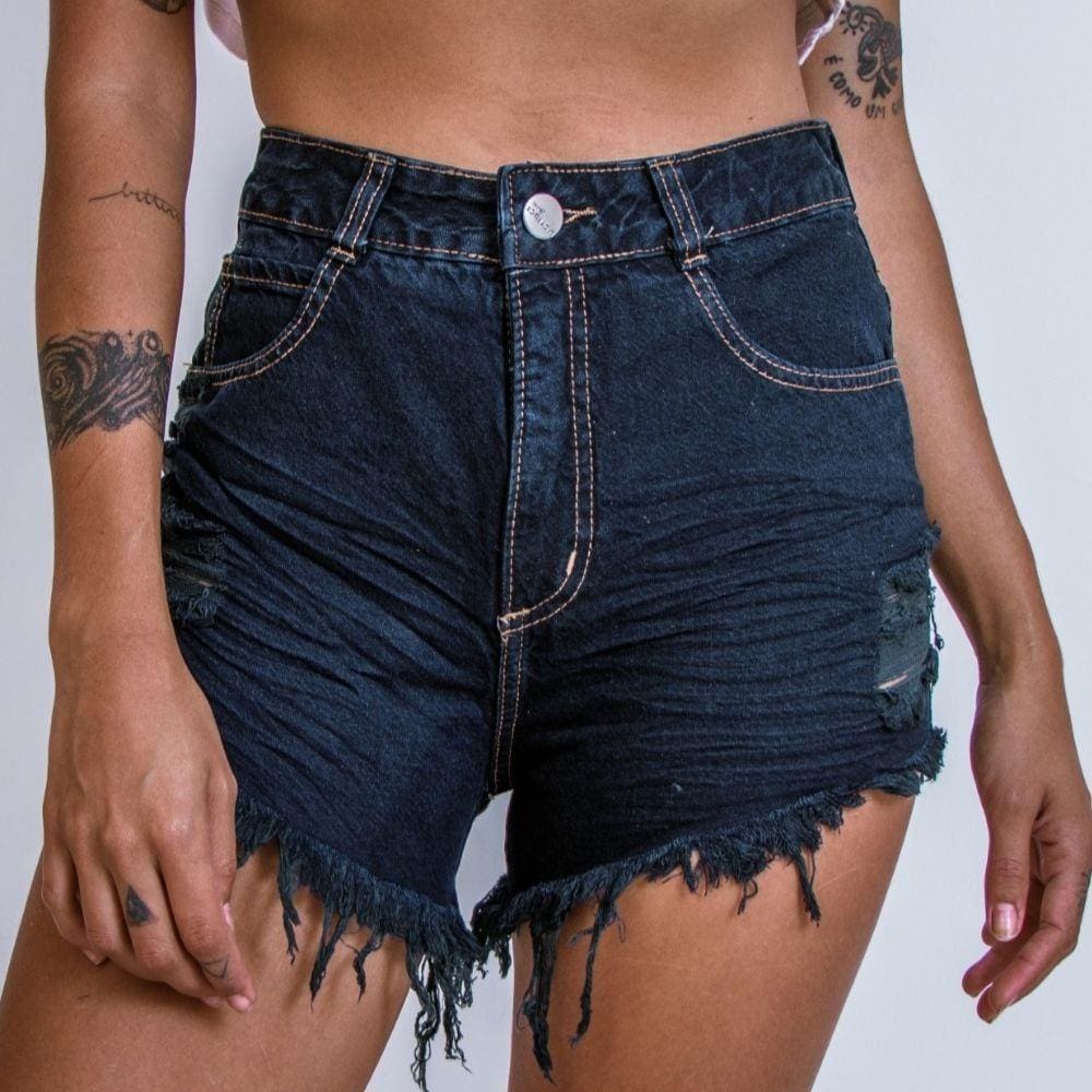 Short Jeans Feminino Cintura Alta Lady Rock