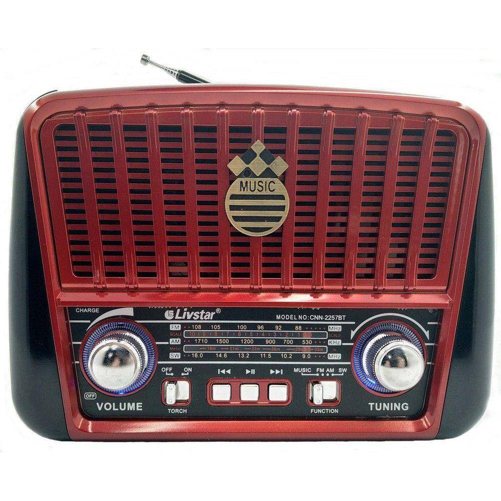 Radio Retro Portátil Bluetooth Recarregável Com Alça 2257