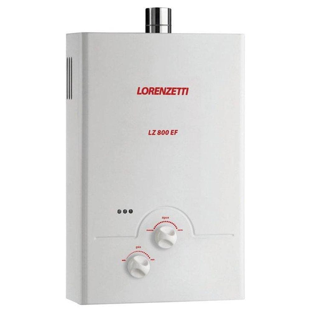 Aquecedor de Água a Gás GN Lorenzetti LZ800EF, 8 Litros, Exaustão Forçada