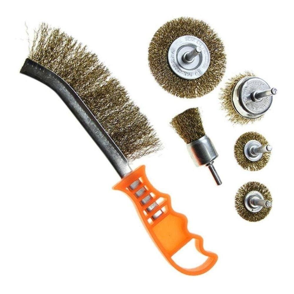Jogo de Escovas de Aço Kit com 6 Peças Profissional 8ZJ EDA