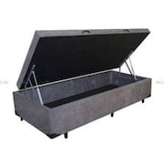 Base Cama Box Baú Solteiro Suede Cinza RC Sono Leve 42x88x188