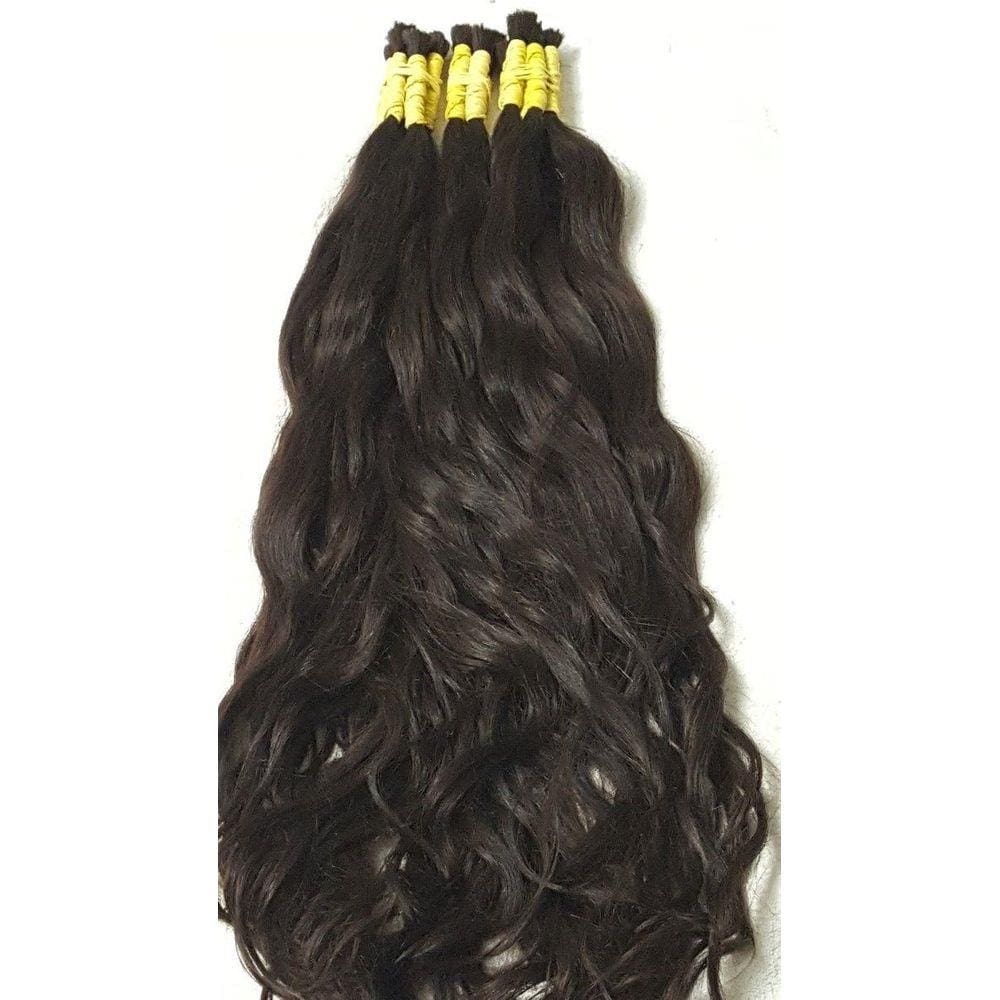 Cabelo Humano Castanho Natural Levemente Ondulado 50/55Cm - 230Gr