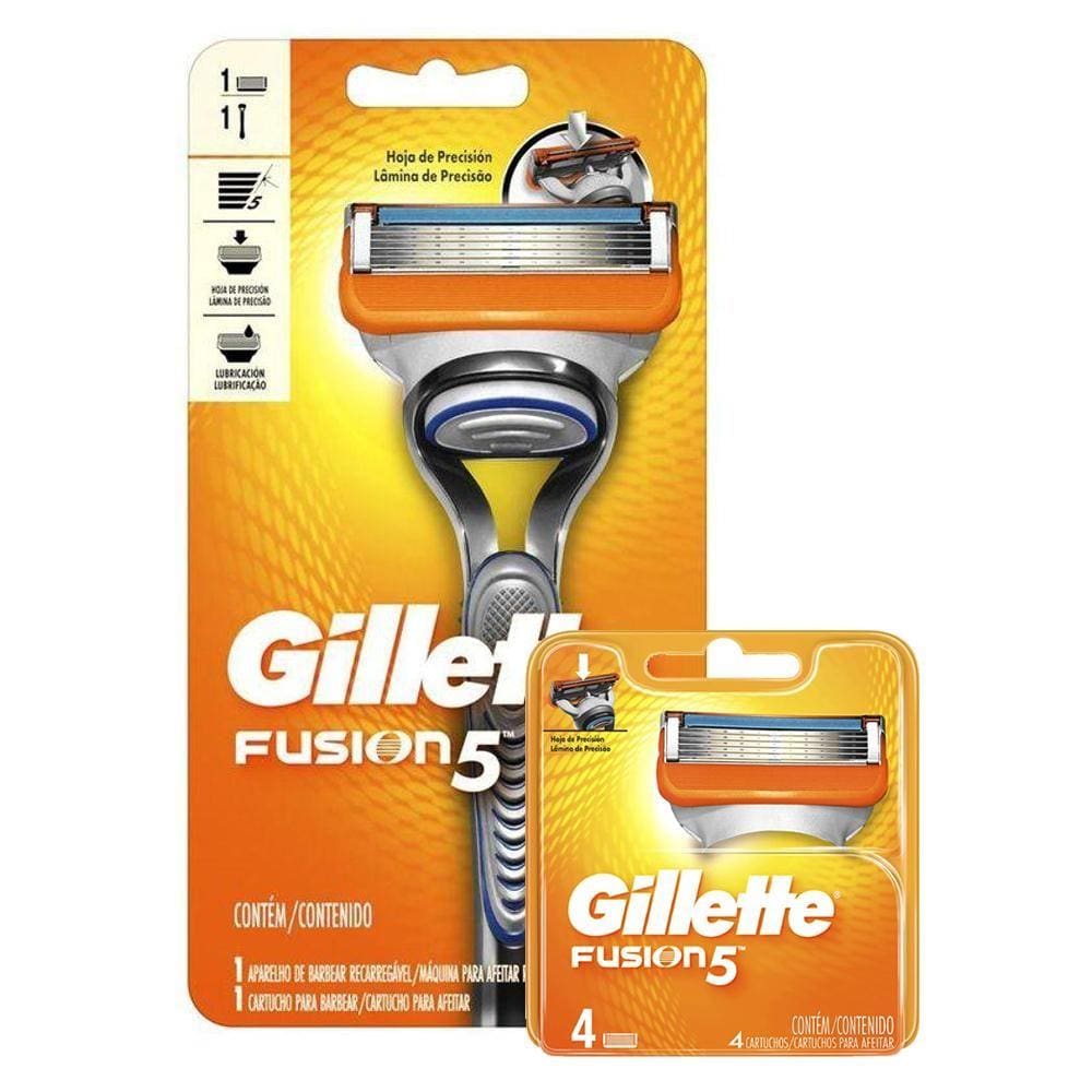Kit Aparelho de Barbear Gillette Fusion 5 + Carga Gillette Fusion 5 com 2 unidades
