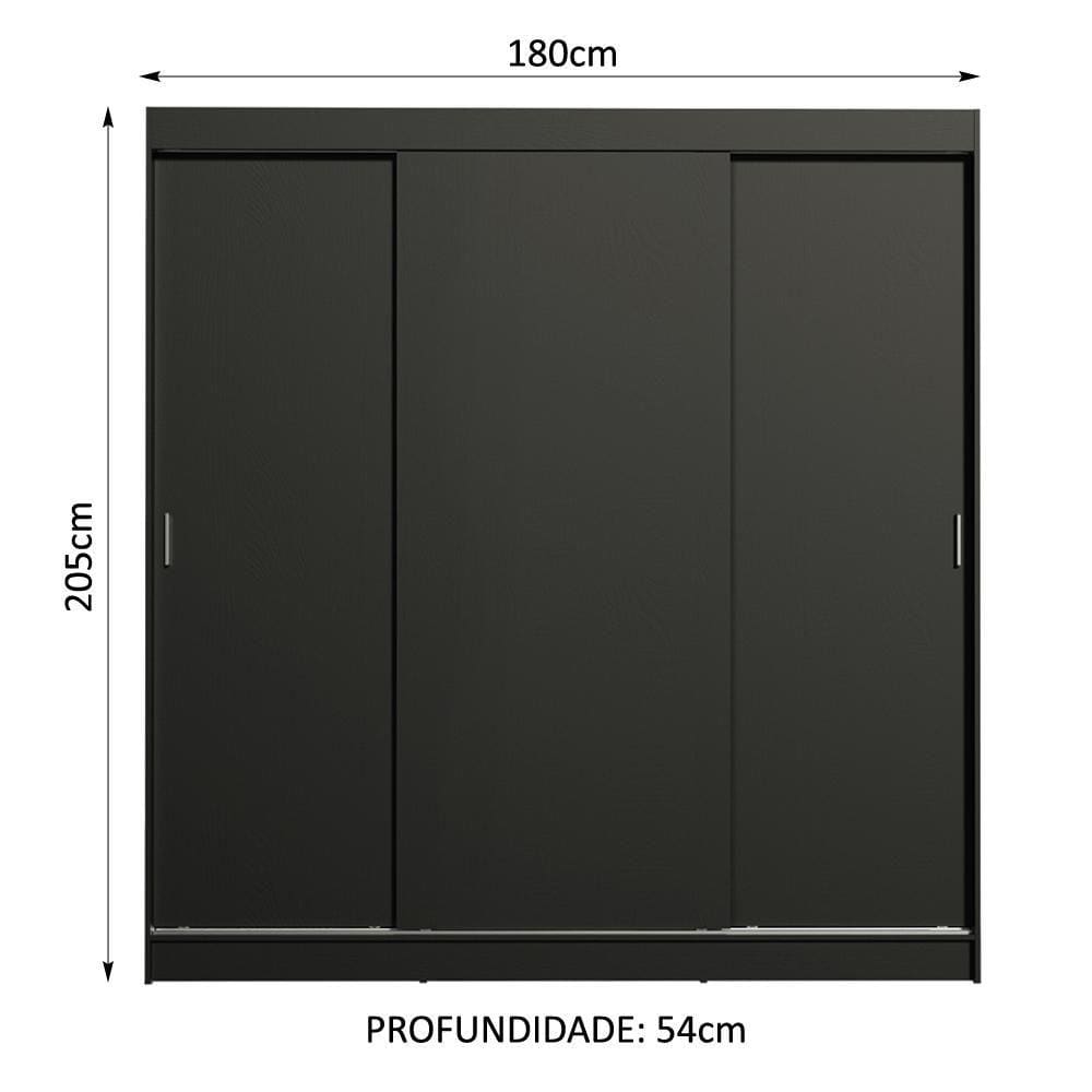 Guarda-Roupa Casal Madesa Reno 3 Portas de Correr