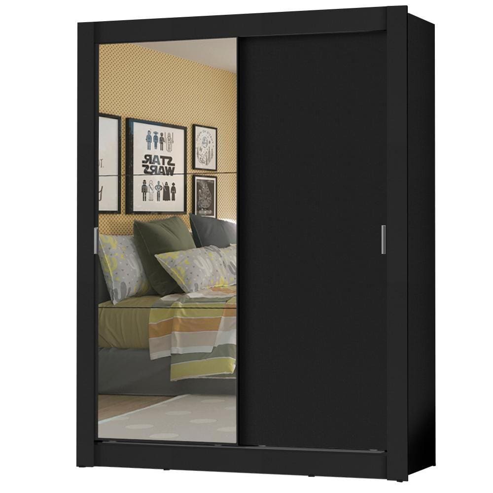 Guarda-Roupa Solteiro Madesa Dallas Plus 2 Portas de Correr com Espelho 4 Gavetas