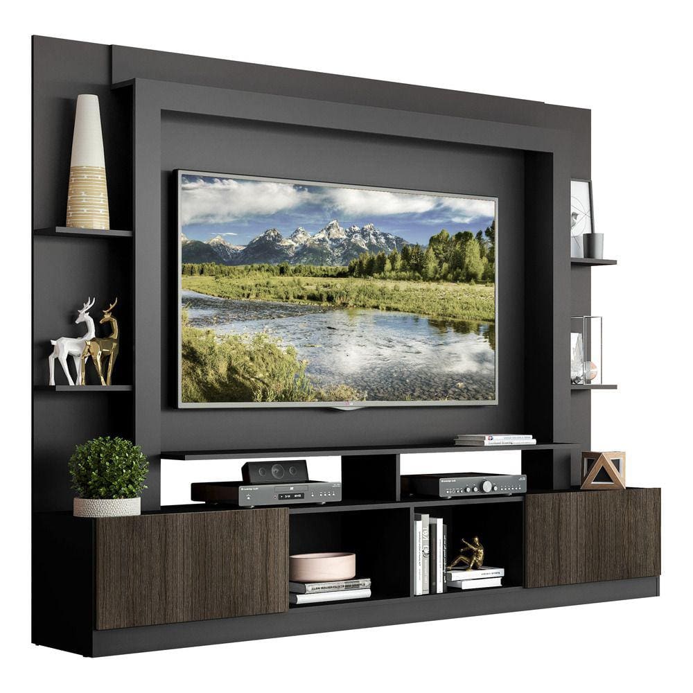 Estante Rack com Painel e Suporte TV 65\" Moscou Multimóveis Preto/Tenerife