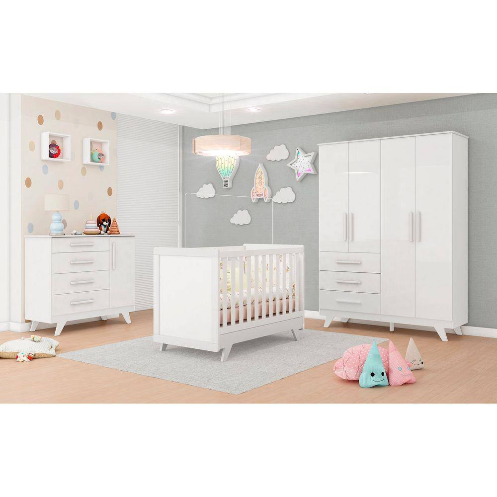 Quarto Completo Bebê Moveis Peroba Retro 100% MDF Branco portas lisas Moveis  Peroba | Extra